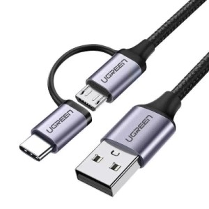 Дата кабель USB 2.0 AM to USB-C + Micro 5P 1.0m 3A US177 black Ugreen (30875) Дата кабель USB 2.0 AM to USB-C + Micro 5P 1.0m 3A US177 black Ugreen (30875)