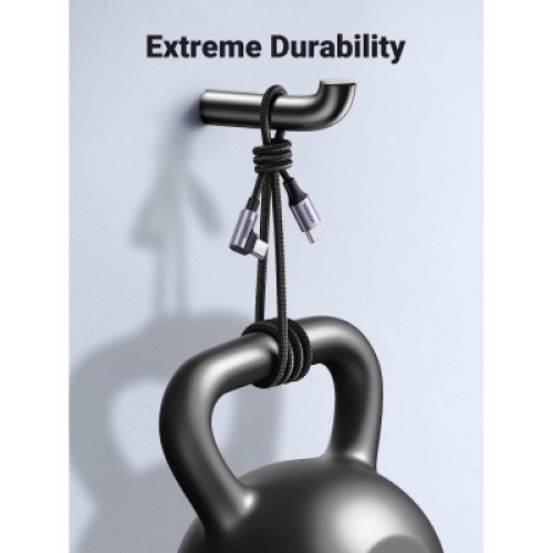 Дата кабель USB-C to USB-C 0.5m 3A 60W 90° corner US255 black/gray Ugreen (50122) Дата кабель USB-C to USB-C 0.5m 3A 60W 90° corner US255 black/gray Ugreen (50122)