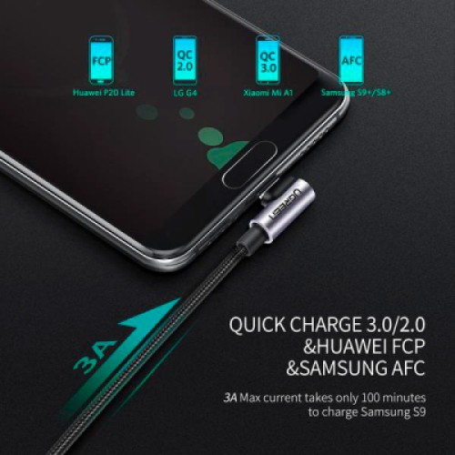 Дата кабель USB 2.0 AM to USB-C 3.0m 3A US284 90° corner black Ugreen (70255) Дата кабель USB 2.0 AM to USB-C 3.0m 3A US284 90° corner black Ugreen (70255)