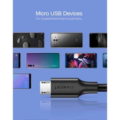 Дата кабель USB 2.0 AM to Micro 5P 0.25m 2A US289 black Ugreen (60134) Дата кабель USB 2.0 AM to Micro 5P 0.25m 2A US289 black Ugreen (60134)