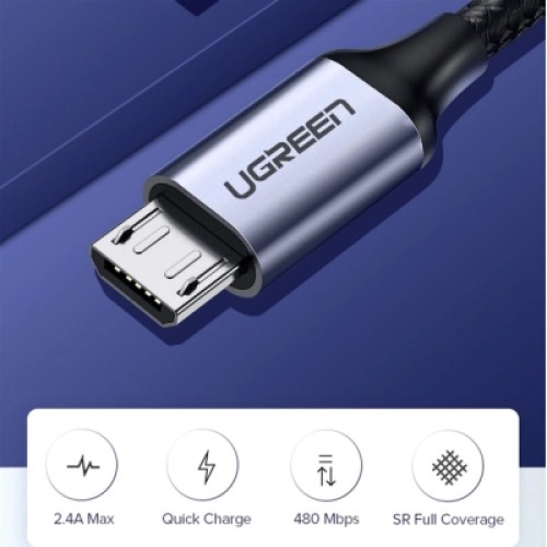 Дата кабель USB 2.0 AM to Micro 5P 1.5m 2A US290 black Ugreen (60147) Дата кабель USB 2.0 AM to Micro 5P 1.5m 2A US290 black Ugreen (60147)