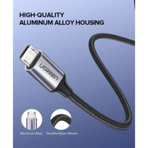 Дата кабель USB 2.0 AM to Micro 5P 1.5m 2A US290 black Ugreen (60147) Дата кабель USB 2.0 AM to Micro 5P 1.5m 2A US290 black Ugreen (60147)