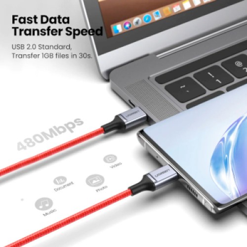 Дата кабель USB 2.0 AM to USB-C 1.0m US294 red Ugreen (60186)