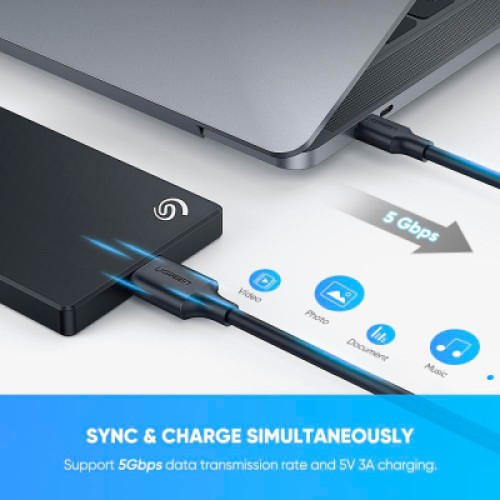 Дата кабель USB-C 3.1 to Micro USB 3.0 1.0m 3A US312 black Ugreen (20103) Дата кабель USB-C 3.1 to Micro USB 3.0 1.0m 3A US312 black Ugreen (20103)