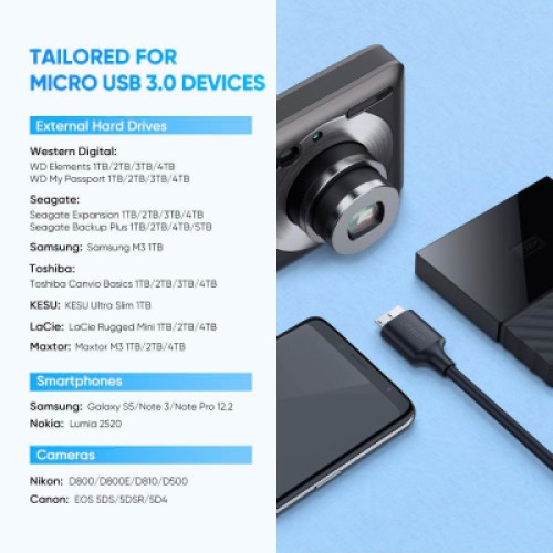 Дата кабель USB-C 3.1 to Micro USB 3.0 1.0m 3A US312 black Ugreen (20103) Дата кабель USB-C 3.1 to Micro USB 3.0 1.0m 3A US312 black Ugreen (20103)