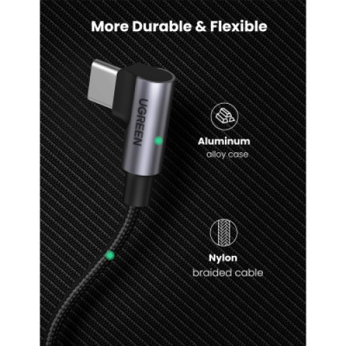 Дата кабель USB-C 2.0 to USB-C 1.0m 90° corner US334 black Ugreen (70643) Дата кабель USB-C 2.0 to USB-C 1.0m 90° corner US334 black Ugreen (70643)