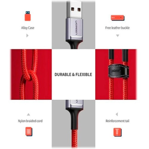 Дата кабель USB 2.0 AM to USB-C 1.0m 6A US505 red Ugreen (20527)