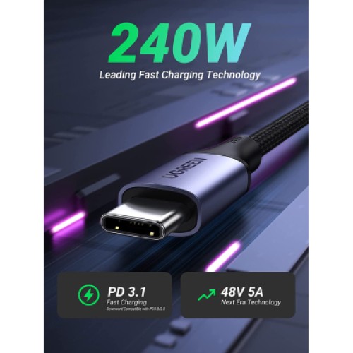 Дата кабель USB-C to USB-C 1.0m 240W US535 space gray Ugreen (15311) Дата кабель USB-C to USB-C 1.0m 240W US535 space gray Ugreen (15311)