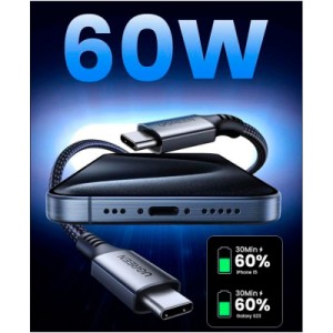 Дата кабель USB-C to USB-C 2.0m US567 black/gray Ugreen (15374)