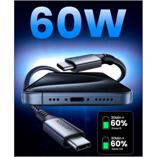 Дата кабель USB-C to USB-C 2.0m US567 black/gray Ugreen (15374)