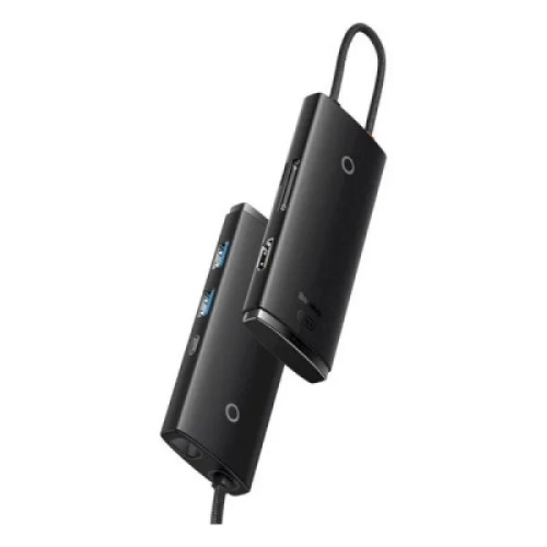 Концентратор Baseus USB-C 6-in-1 HDMI + 2xUSB 3.0 + PD + SD/TF black (WKQX050101) Концентратор Baseus USB-C 6-in-1 HDMI + 2xUSB 3.0 + PD + SD/TF black (WKQX050101)