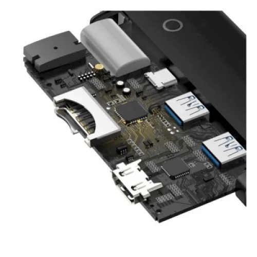 Концентратор Baseus USB-C 6-in-1 HDMI + 2xUSB 3.0 + PD + SD/TF black (WKQX050101) Концентратор Baseus USB-C 6-in-1 HDMI + 2xUSB 3.0 + PD + SD/TF black (WKQX050101)