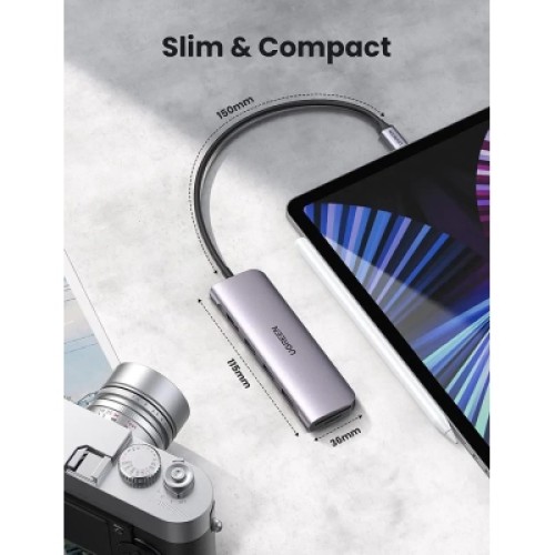 Концентратор Ugreen USB-C to 3xUSB 3.0 + HDMI + SD/TF CM195 gray (70410) Концентратор Ugreen USB-C to 3xUSB 3.0 + HDMI + SD/TF CM195 gray (70410)