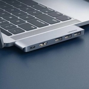 Концентратор Ugreen 2xUSB-C to 3xUSB 3.0 + HDMI + USB-C CM251 gray (60559)