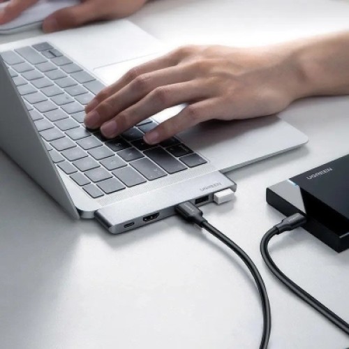 Концентратор Ugreen 2xUSB-C to 3xUSB 3.0 + HDMI + USB-C CM251 gray (60559)
