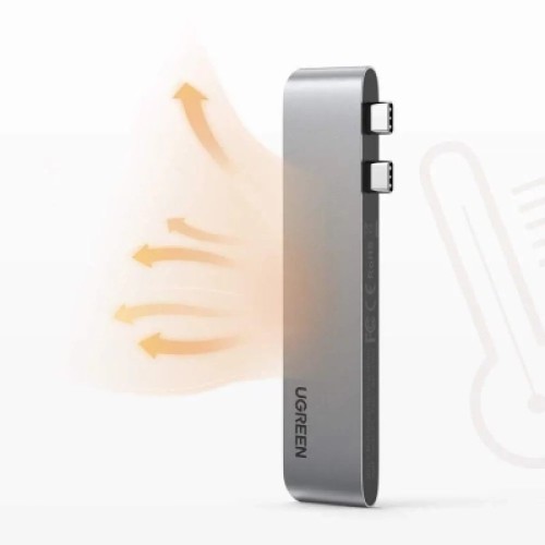 Концентратор Ugreen 2xUSB-C to 3xUSB 3.0 + HDMI + USB-C CM251 gray (60559)