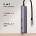 Концентратор Ugreen USB-C to 2xUSB 3.0 + 2xUSB-C CM473 gray (15395)