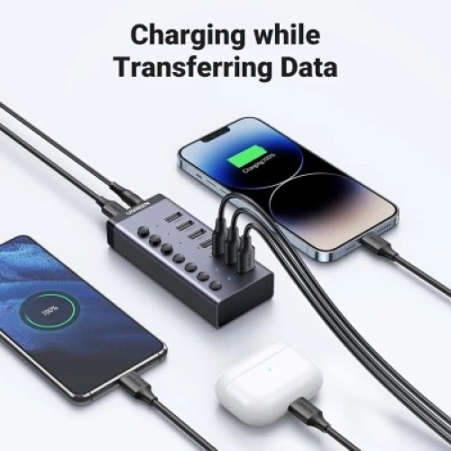 Концентратор Ugreen USB 3.0 to 7xUSB 3.0 with power supply CM481 gray (90307)
