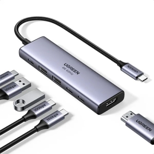Концентратор Ugreen USB-C to HDMI + 2xUSB 3.2 + 2xUSB-C 3.2 + PD CM511 gray (35999) Концентратор Ugreen USB-C to HDMI + 2xUSB 3.2 + 2xUSB-C 3.2 + PD CM511 gray (35999)