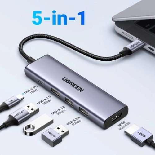 Концентратор Ugreen USB-C to HDMI + 3xUSB 3.0 + PD CM511 gray (15596) Концентратор Ugreen USB-C to HDMI + 3xUSB 3.0 + PD CM511 gray (15596)