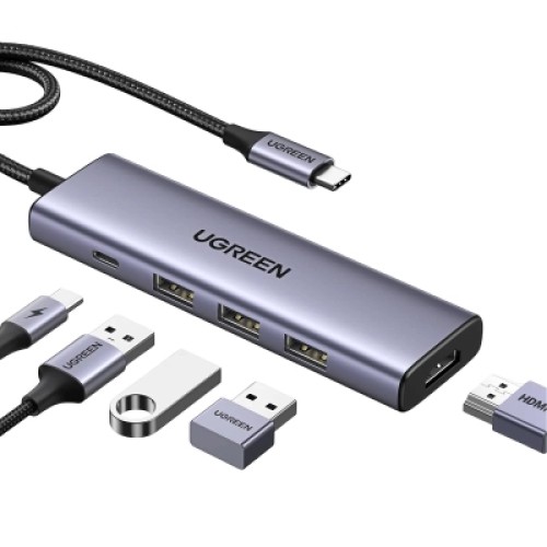 Концентратор Ugreen USB-C to HDMI + 3xUSB 3.0 + PD CM511 gray (15596) Концентратор Ugreen USB-C to HDMI + 3xUSB 3.0 + PD CM511 gray (15596)