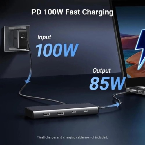 Концентратор Ugreen USB-C to 2xUSB 3.2 + 2xUSB-C 3.2 + 2xHDMI + DP 4K60Hz + PD 100W CM639 gray (35625)