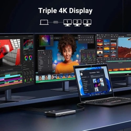 Концентратор Ugreen USB-C to 2xUSB 3.2 + 2xUSB-C 3.2 + 2xHDMI + DP 4K60Hz + PD 100W CM639 gray (35625)