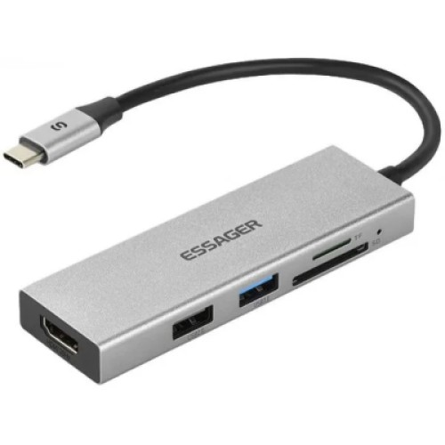 Концентратор Essager USB-C 5-in-1 HDMI 1.4 + USB 3.0 + USB 2.0 + SD/TF (EHBC05-FH0G-P) Концентратор Essager USB-C 5-in-1 HDMI 1.4 + USB 3.0 + USB 2.0 + SD/TF (EHBC05-FH0G-P)