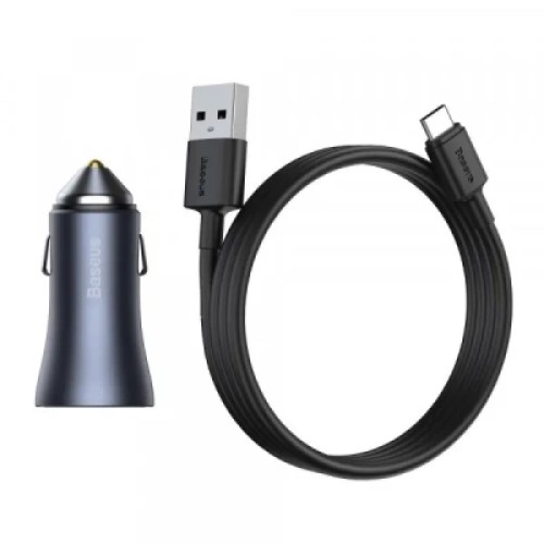 Зарядное устройство Baseus 2xUSB QC3.0 + cable USB to USB-C 40W Golden Contactor Pro dark gray (TZCCJD-A0G)