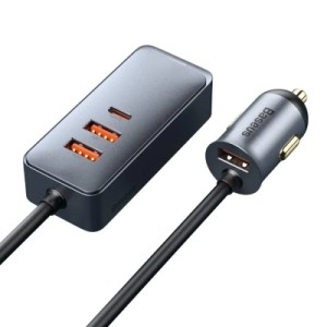 Зарядний пристрій Baseus 2xUSB + Share Together Cigarette Lighter 120W gray (CCBT-D0G)