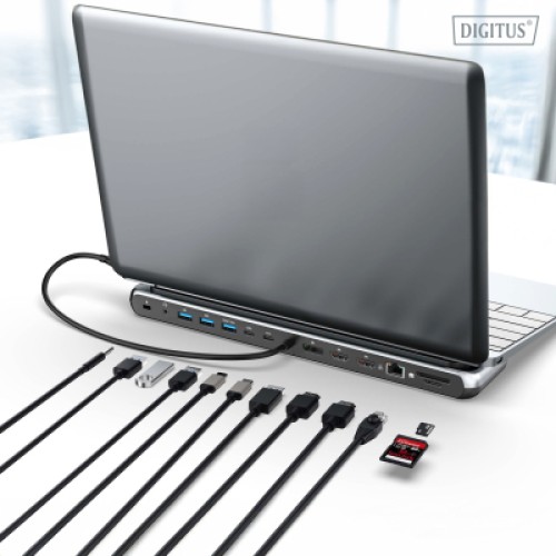 Порт-репликатор Digitus USB-C > 2xHDMI/1xDP/3xUSB-A/USB-C/RJ54/PD/Audio (DA-70919) Порт-репликатор Digitus USB-C > 2xHDMI/1xDP/3xUSB-A/USB-C/RJ54/PD/Audio (DA-70919)