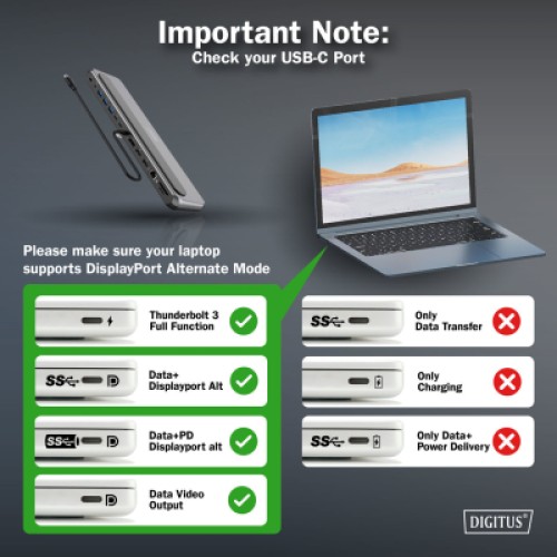 Порт-репликатор Digitus USB-C > 2xHDMI/1xDP/3xUSB-A/USB-C/RJ54/PD/Audio (DA-70919) Порт-репликатор Digitus USB-C > 2xHDMI/1xDP/3xUSB-A/USB-C/RJ54/PD/Audio (DA-70919)