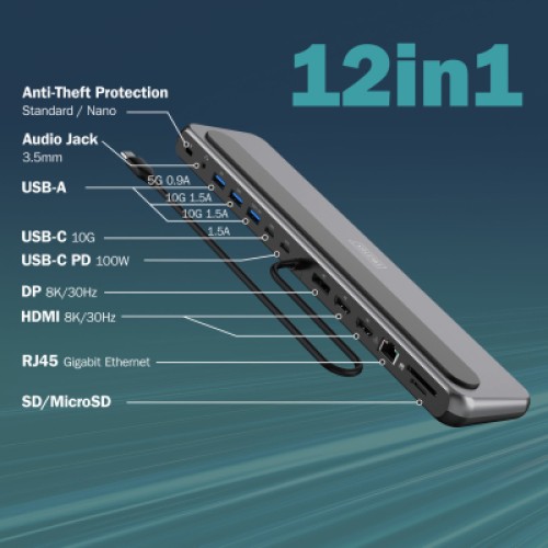 Порт-репликатор Digitus USB-C > 2xHDMI/1xDP/3xUSB-A/USB-C/RJ54/PD/Audio (DA-70919) Порт-репликатор Digitus USB-C > 2xHDMI/1xDP/3xUSB-A/USB-C/RJ54/PD/Audio (DA-70919)