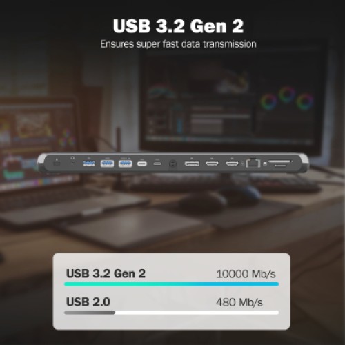 Порт-репликатор Digitus USB-C > 2xHDMI/1xDP/3xUSB-A/USB-C/RJ54/PD/Audio (DA-70919) Порт-репликатор Digitus USB-C > 2xHDMI/1xDP/3xUSB-A/USB-C/RJ54/PD/Audio (DA-70919)
