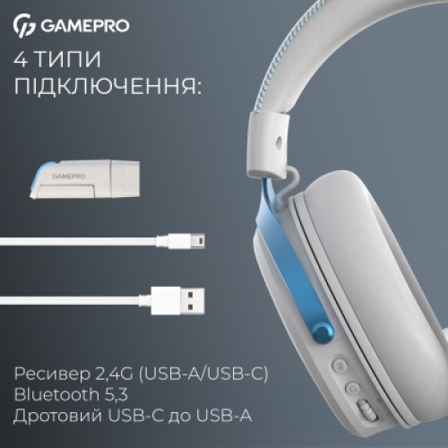 Наушники GamePro Asgard Freya Pro Wireless White/Blue (HSW201WB)