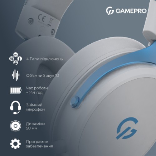 Наушники GamePro Asgard Skadi Wireless White/Blue (HSW191WB)