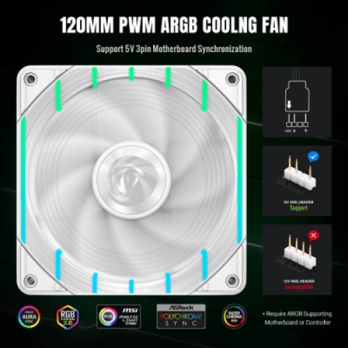 Кулер для корпуса Gamemax Tornado T12 ARGB-RW Кулер для корпуса Gamemax Tornado T12 ARGB-RW