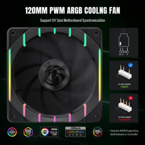 Кулер для корпуса Gamemax Tornado T12 ARGB Кулер для корпуса Gamemax Tornado T12 ARGB
