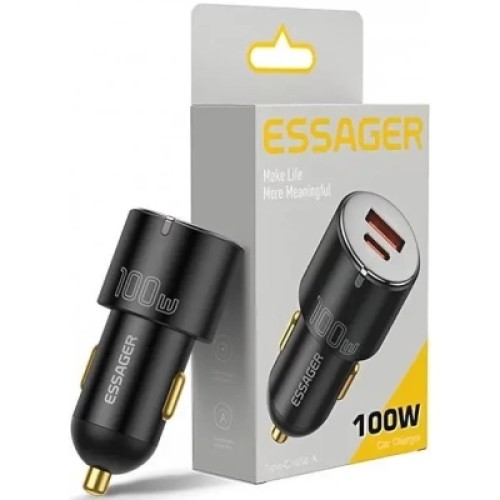 Зарядное устройство Essager 1xUSB-C 100W + 1xUSB black (ECCAC-QTZ01)