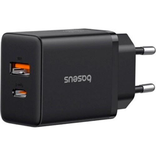 Зарядное устройство Baseus 1xUSB-C 30W + 1xUSB black (P10111404113-00) Зарядное устройство Baseus 1xUSB-C 30W + 1xUSB black (P10111404113-00)