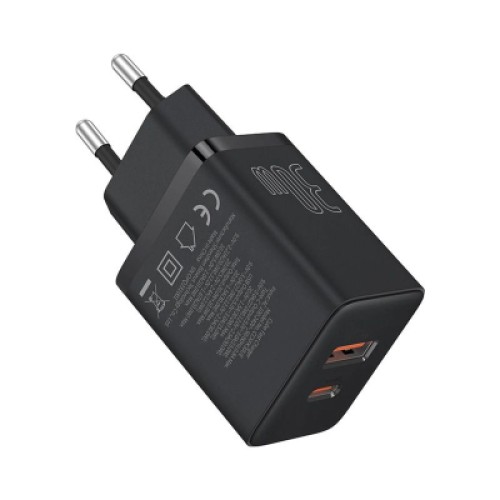 Зарядное устройство Baseus 1xUSB-C 30W + 1xUSB black (P10111404113-00) Зарядное устройство Baseus 1xUSB-C 30W + 1xUSB black (P10111404113-00)