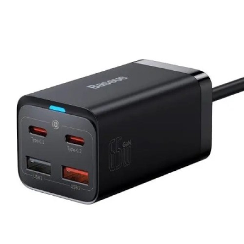 Зарядное устройство Baseus 2xUSB-C 65W + 2xUSB GaN + cable USB-C to USB-C 100W 1.0m black (CCGP040101) Зарядное устройство Baseus 2xUSB-C 65W + 2xUSB GaN + cable USB-C to USB-C 100W 1.0m black (CCGP040101)