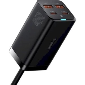 Зарядний пристрій Baseus 2xUSB-C 100W + 2xUSB GaN black (CCGP000101)