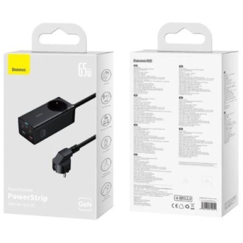 Зарядное устройство Baseus AC + 2xUSB-C 65W + 2xUSB black (PSZM000901) Зарядное устройство Baseus AC + 2xUSB-C 65W + 2xUSB black (PSZM000901)
