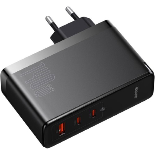 Зарядное устройство Baseus 2xUSB-C 140W + 1xUSB GaN + cable USB-C to USB-C black (CCGP100201)