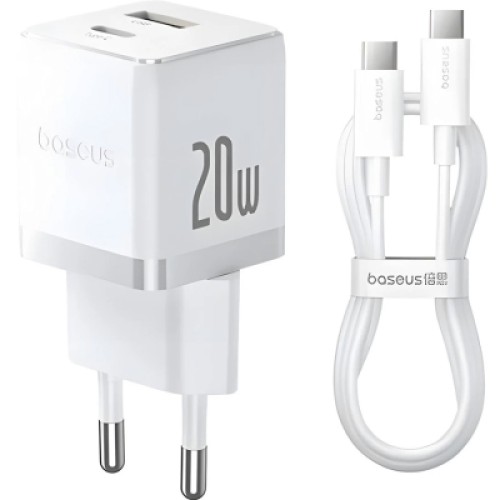 Зарядное устройство Baseus 1xUSB-C 20W + 1xUSB white + cable USB-C to USB-C 60W 1.0m (P10111608213-01) Зарядное устройство Baseus 1xUSB-C 20W + 1xUSB white + cable USB-C to USB-C 60W 1.0m (P10111608213-01)