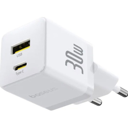Зарядное устройство Baseus 1xUSB-C 30W + 1xUSB white (P1011160A213-00) Зарядное устройство Baseus 1xUSB-C 30W + 1xUSB white (P1011160A213-00)