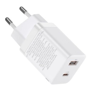 Зарядний пристрій Baseus 1xUSB-C 30W + 1xUSB white (CCSUPP-E02)