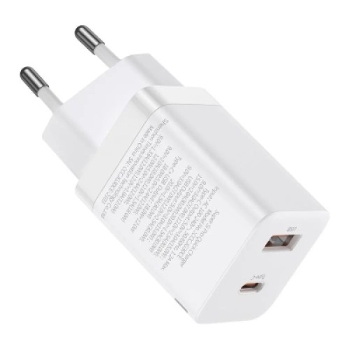 Зарядное устройство Baseus 1xUSB-C 30W + 1xUSB white (CCSUPP-E02) Зарядное устройство Baseus 1xUSB-C 30W + 1xUSB white (CCSUPP-E02)