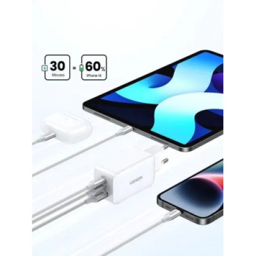 Зарядное устройство Ugreen 1xUSB + 2xUSB-C 65W GaN CD244 white (15334) Зарядное устройство Ugreen 1xUSB + 2xUSB-C 65W GaN CD244 white (15334)
